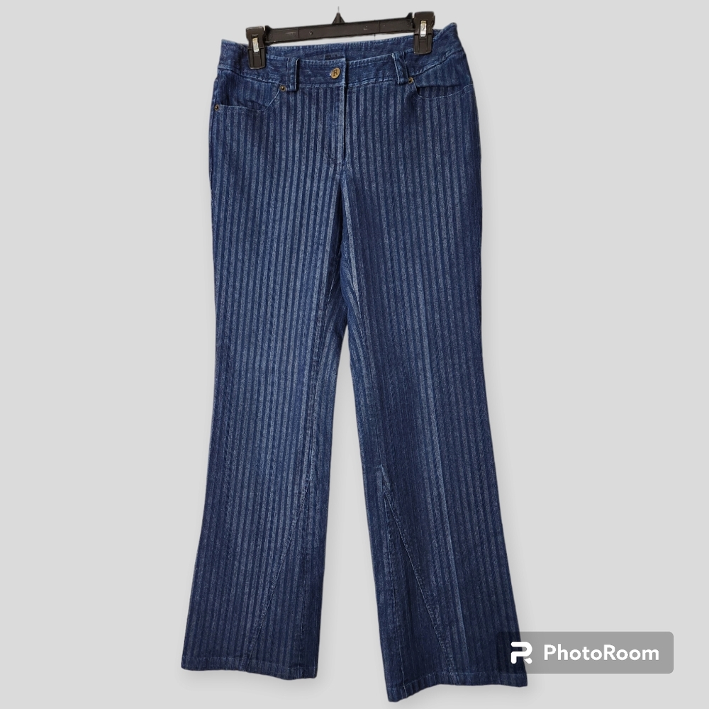 Reba Pinstriped Flared Leg Jeans size 6
